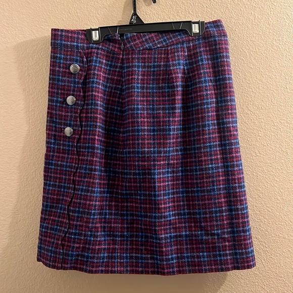 Talbots plaid wool blend a line skirt NWOT size 2 - Picture 2 of 8